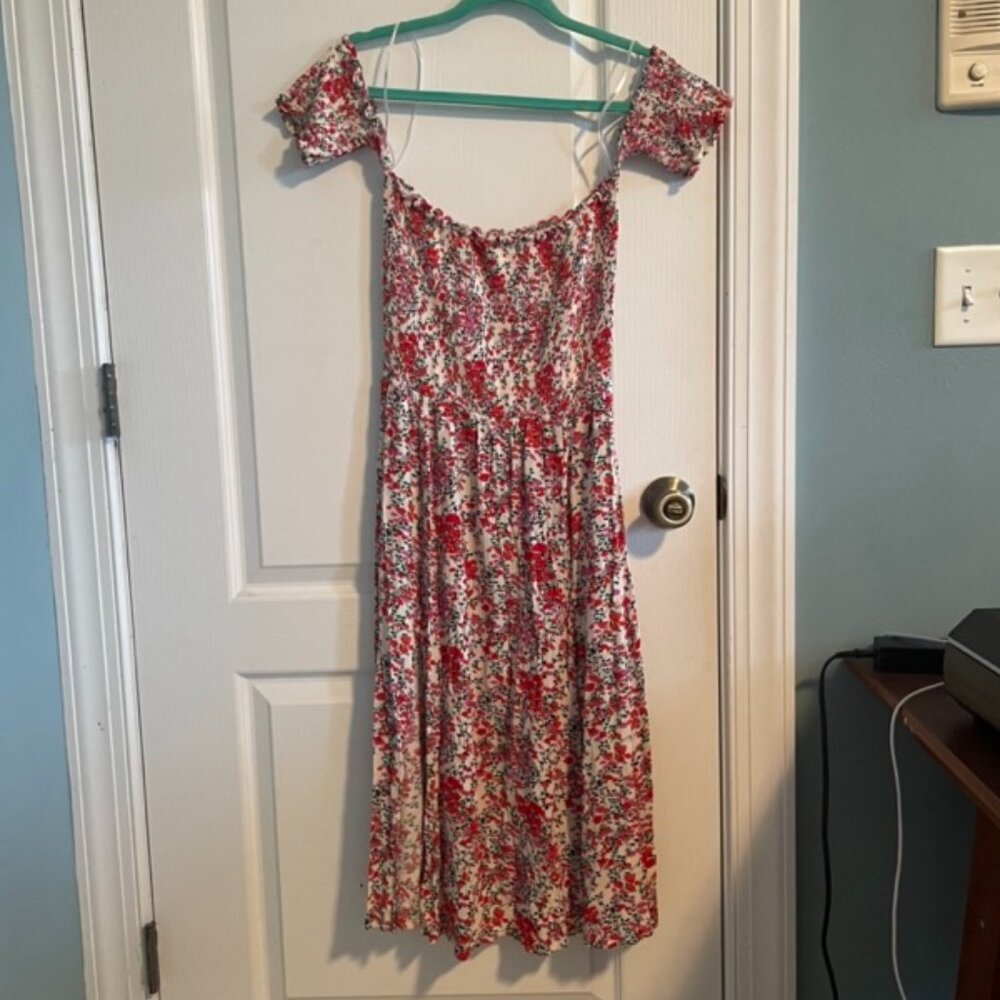 Lulu's Floral Smocked Strapless Dress